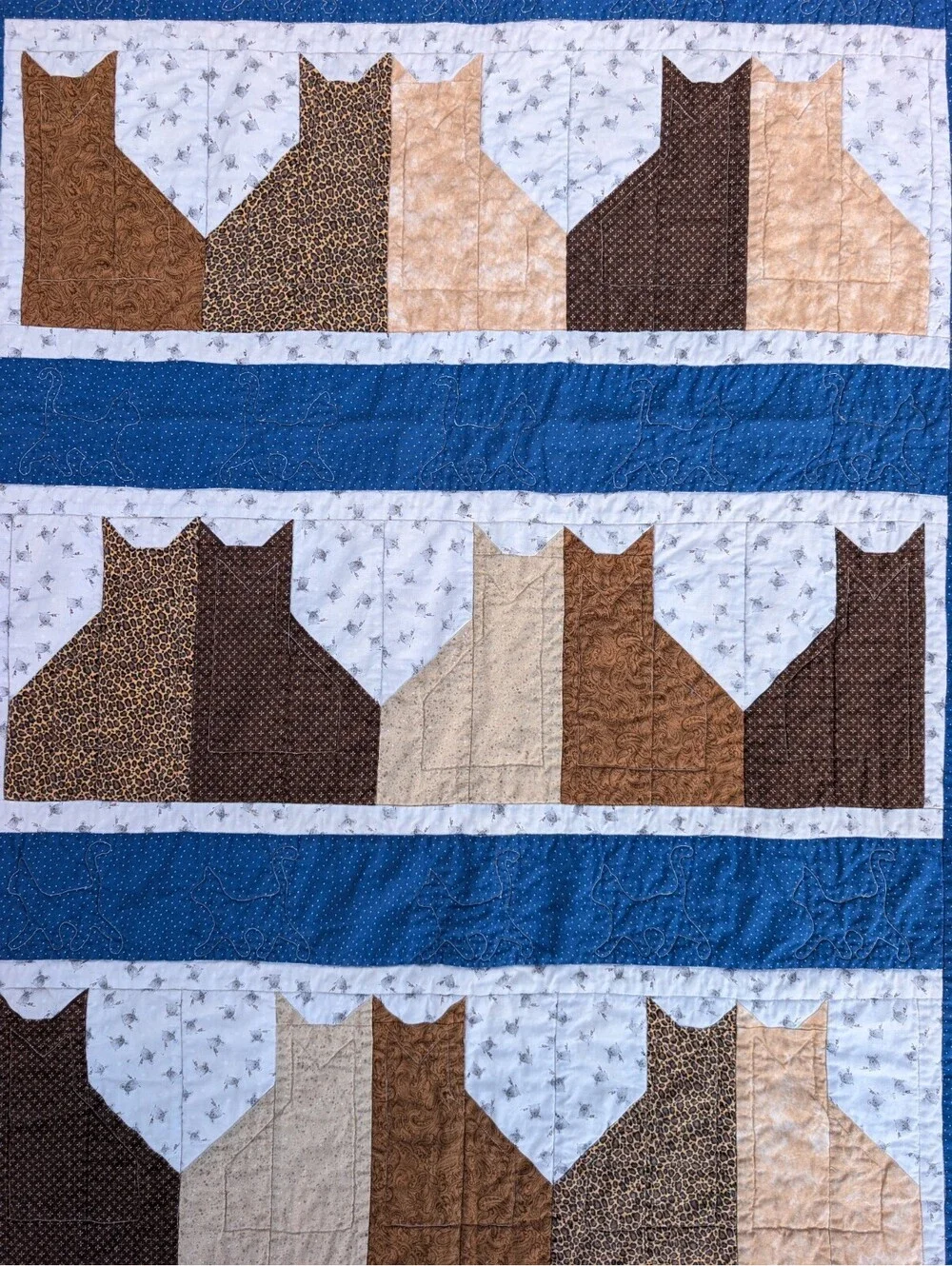 Quilt Handmade Cats Cat Lover Patchwork Throw Blanket Wall Hanging 44x66